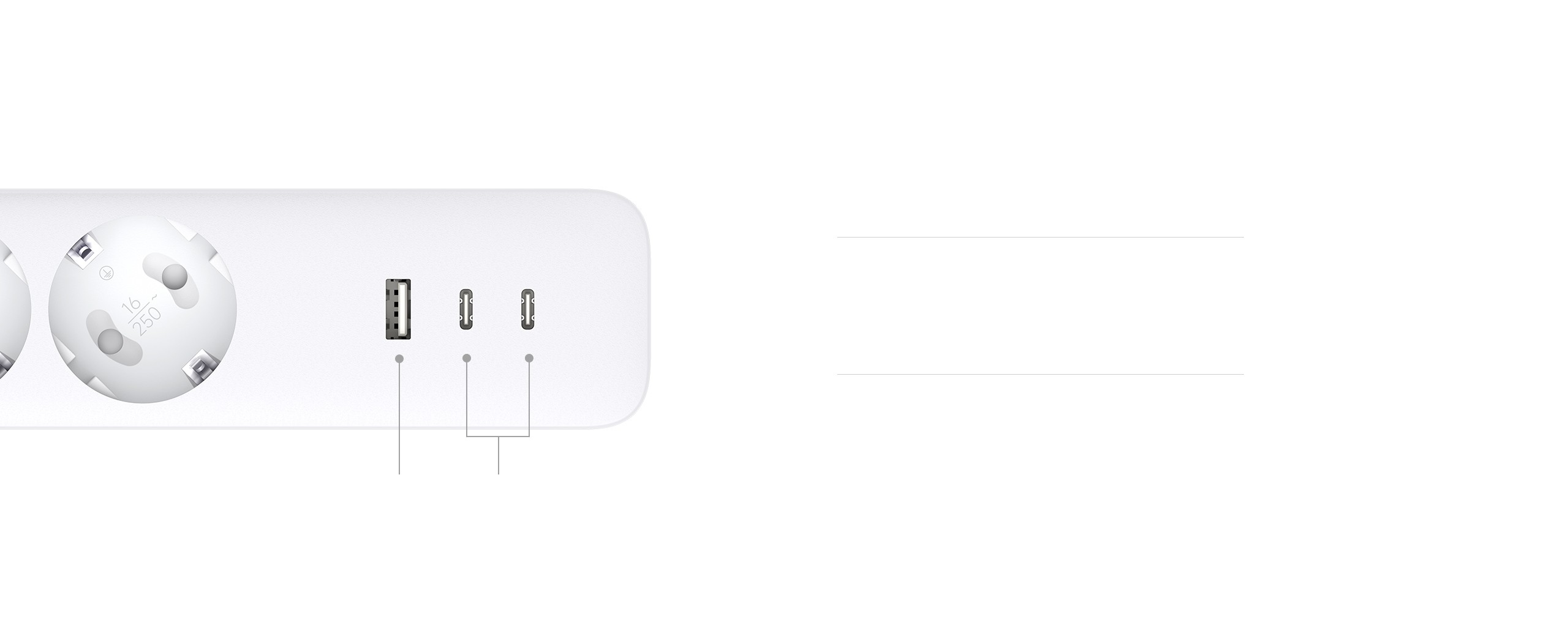 Zasilacz XIAOMI 20W XIAOMI 20W POWER STRIP (2C1A) EU - fragment zasilacza z portami USB
