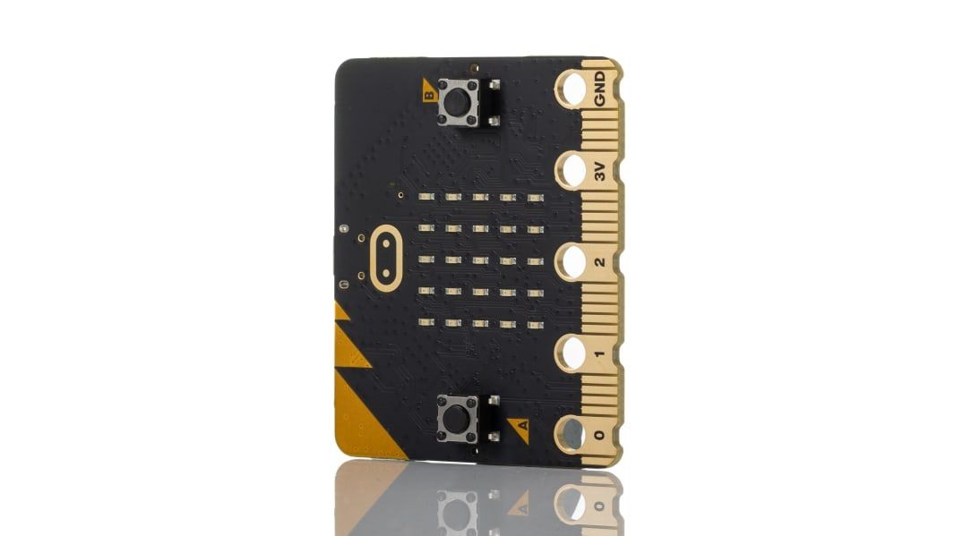 BBC micro:bit V2.2 GO - moduł edukacyjny BBC GO z czarną płytą, przyciskami A i B oraz wyświetlaczem LED
