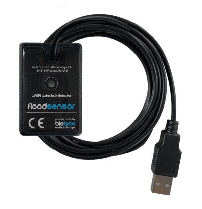 Czujnik wody BleBox floodSensor - czarny detektor przecieków z połączeniem USB