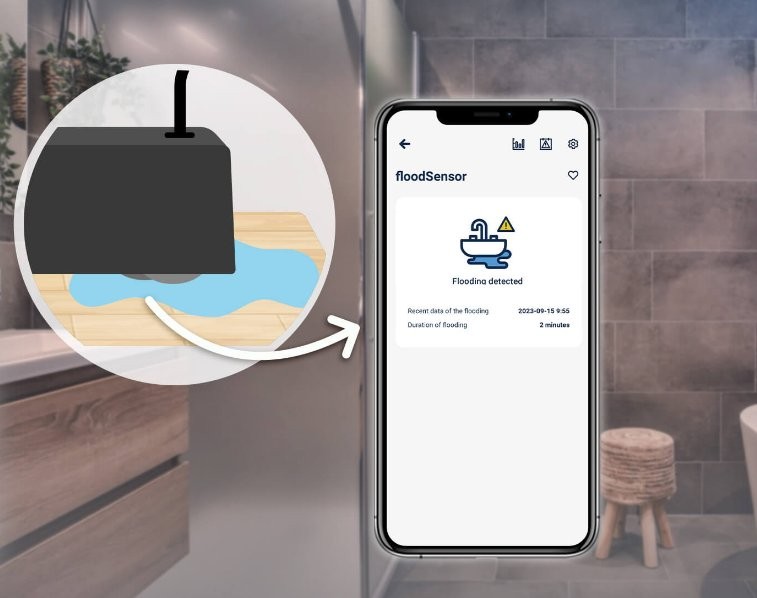 BleBox floodSensor - czujnik wody do monitorowania przepływu wody w łazience