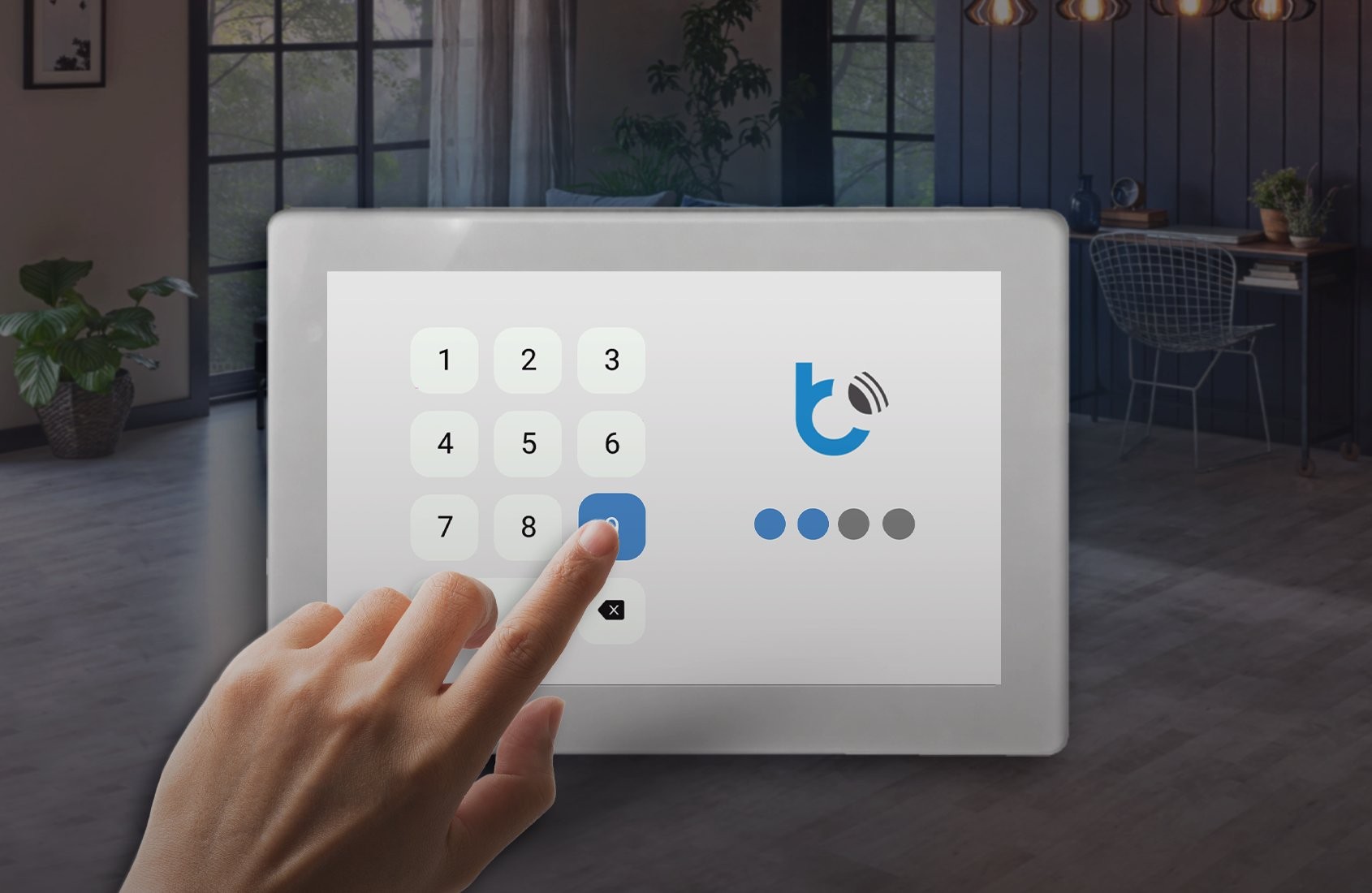 Blebox controlpanelM - biały Biały panel kontrolny Blebox z ekranem klawiatury numerycznej do obsługi urządzeń domowych