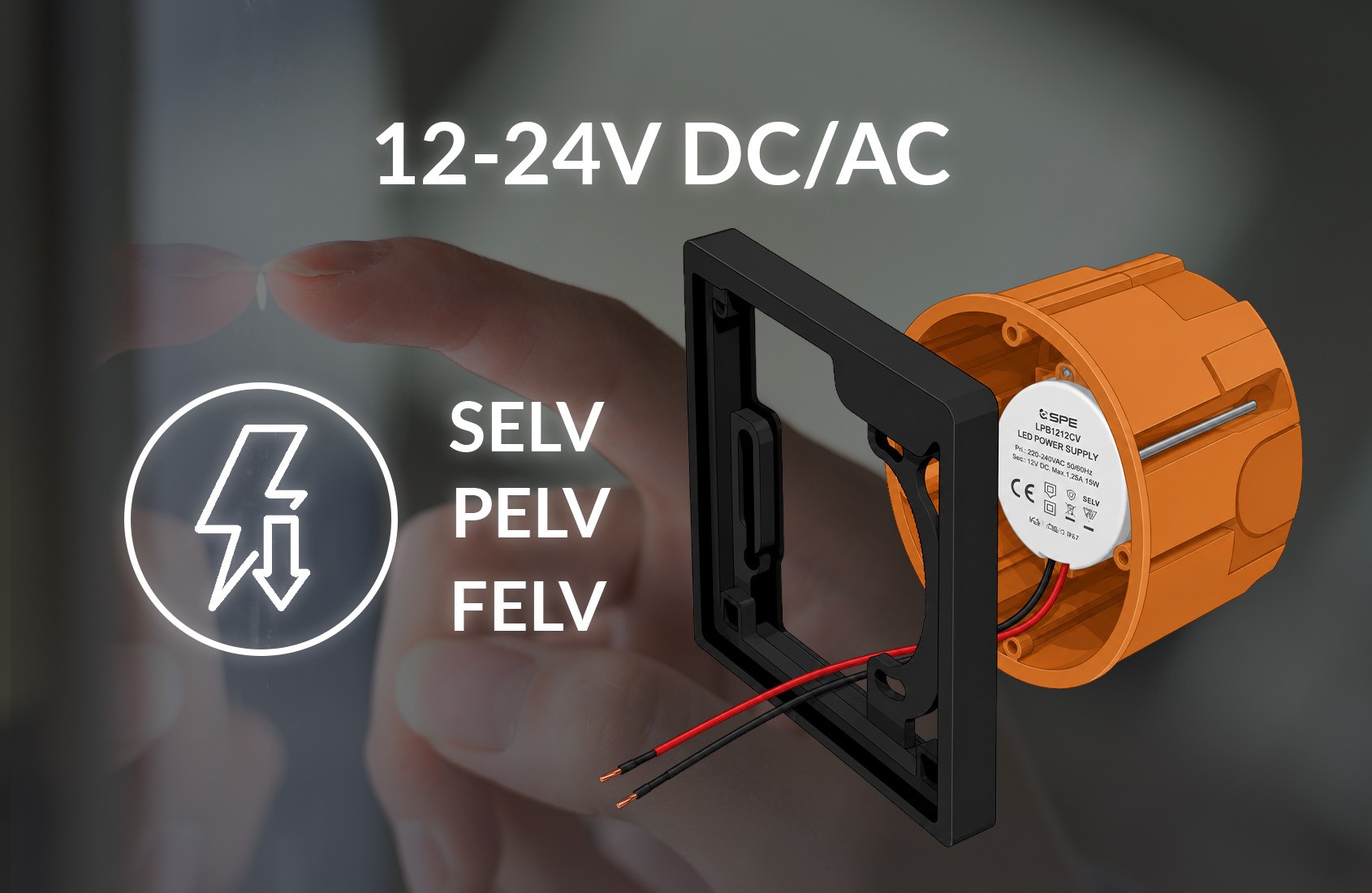 Blebox controlpanelM zasilacz LED SPE Zasilacz LED SPE w czarnym obudowie montażowej - 12-24V DC/AC, SELV, PELV, FELV