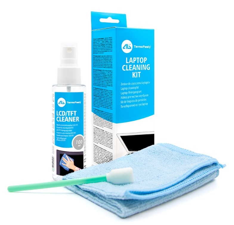 LAPTOP CLEANING KIT - zestaw do czyszczenia laptopów Zestaw do czyszczenia laptopa zawierający płyn LCD/TFT Cleaner 100 ml, mikrofibra i patyczek