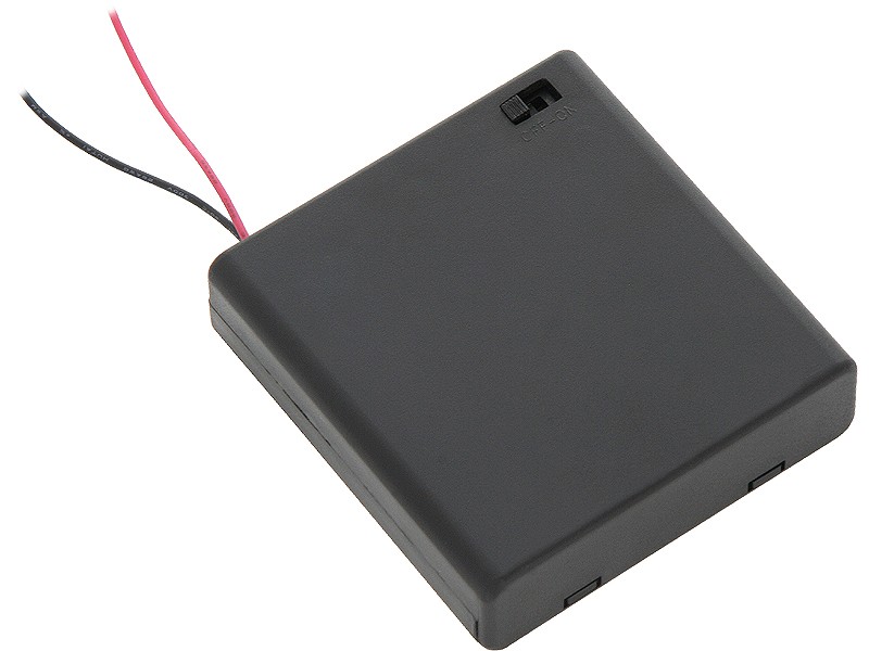 Bateria R6 CR-6V - czarna bateria z czerwonym i czarnym przewodem