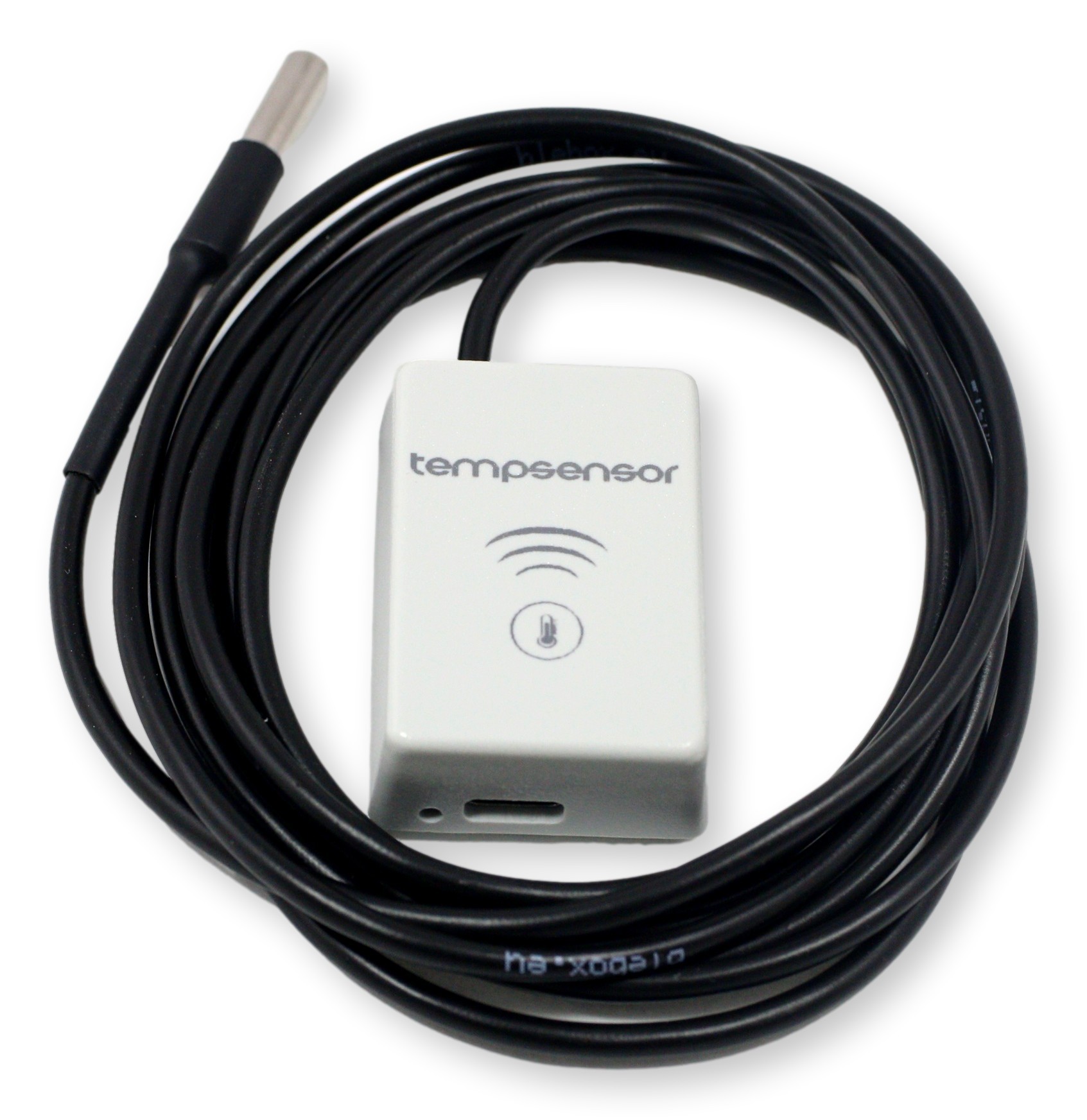 Czujnik temperatury BleBox tempSensor (2m) z czarnym kablem, przeznaczony do pomiaru temperatury w domu