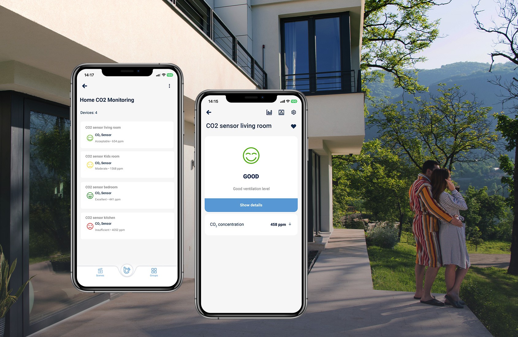 Blebox CO2sensor - aplikacja monitorująca stężenie CO2 Blebox CO2sensor - inteligentny czujnik stężenia dwutlenku węgla z funkcją automatyzacji i powiadomieniami, monitorowanie jakości wentylacji w różnych pomieszczeniach