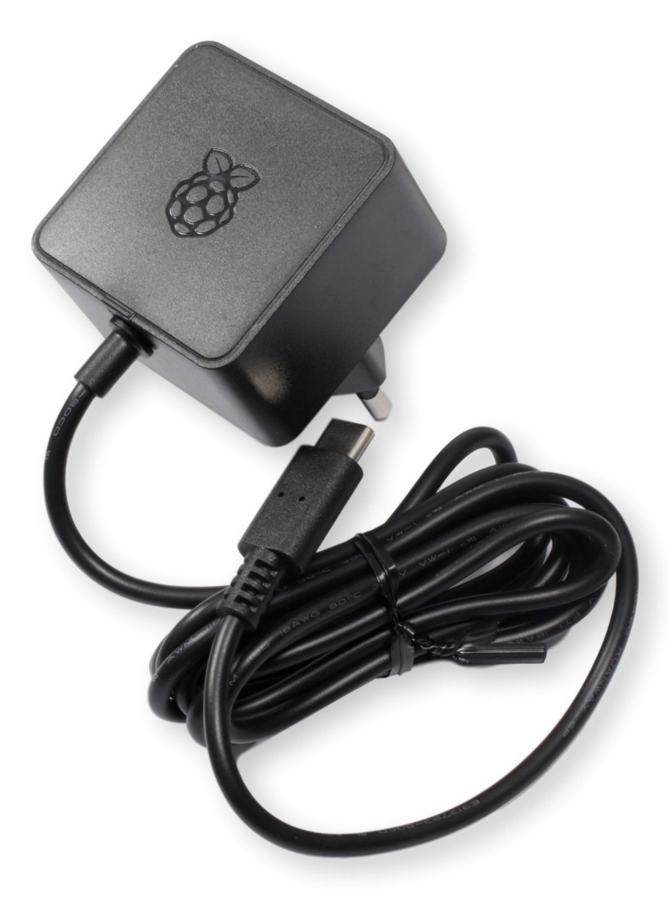 Zasilacz Raspberry Pi 4 Model B 2GB - czarny zasilacz z logo marki