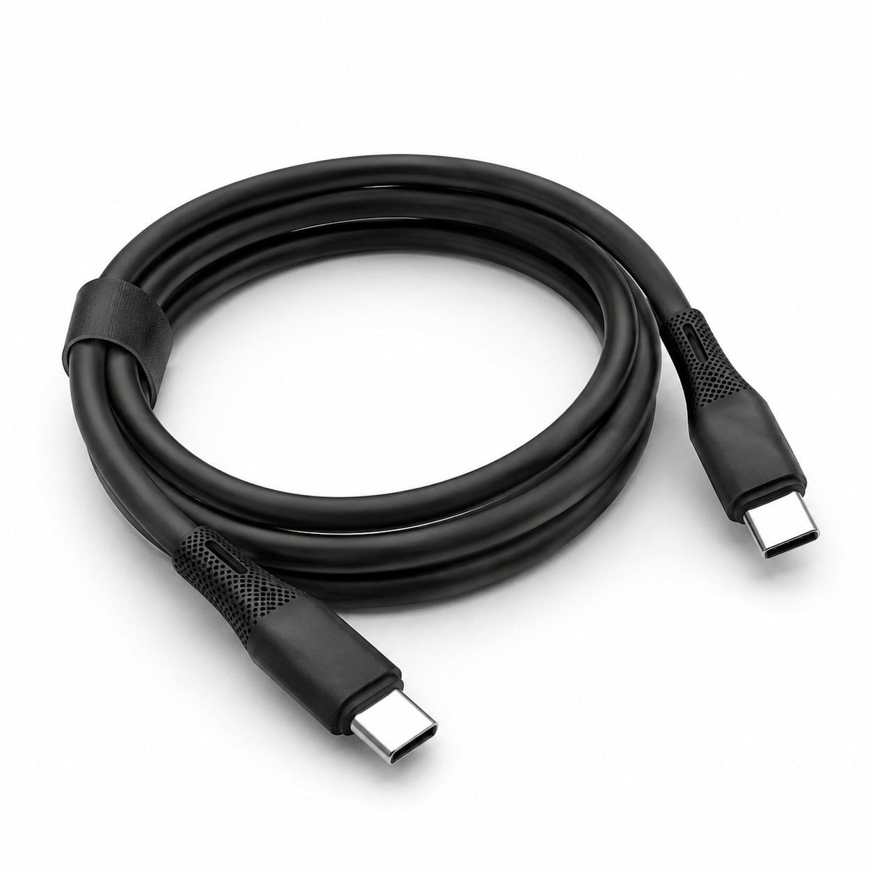 Czarny kabel USB-C do USB-C 65W 1m zwinięty