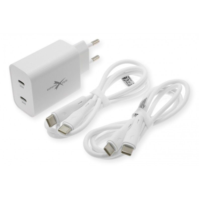 eXtremestyle GaN 60 W - zestaw do ładowania dwóch urządzeń USB-C