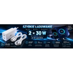 eXtremestyle GaN 60 W - zestaw do ładowania dwóch urządzeń USB-C