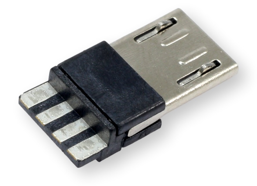 Wtyk microUSB B USB 2.0 Wtyk microUSB B USB 2.0 na przewód - czarny metalowy wygląd, wtyk microUSB