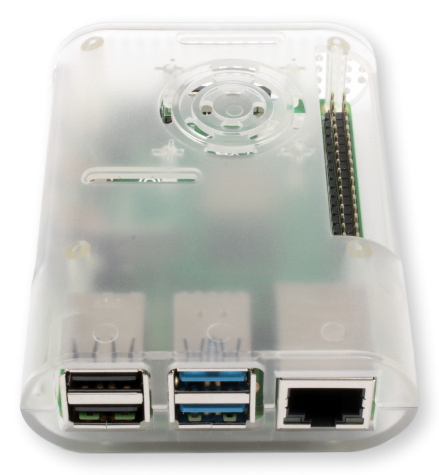 Raspberry Pi 4 Model B 2GB w przezroczystej obudowie, kompletny zestaw do uruchomienia