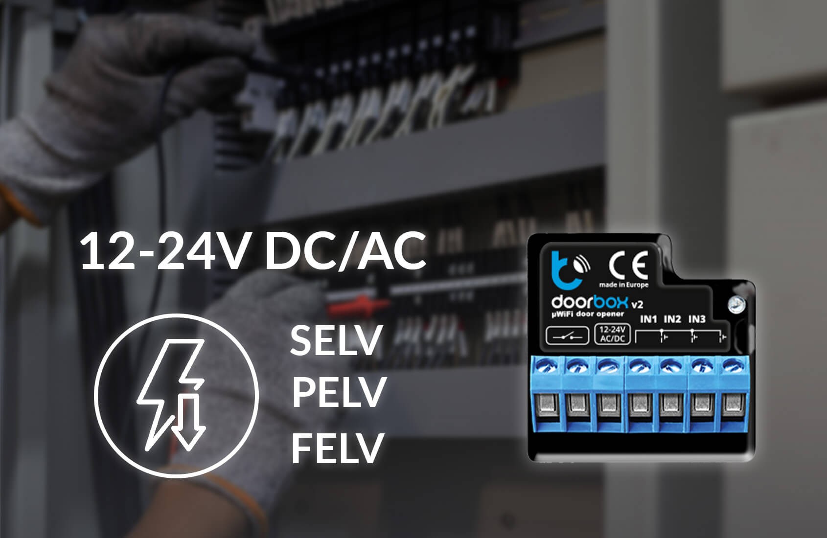 BleBox doorBox v2 - czarny moduł do otwierania drzwi z WiFi, 12-24V AC/DC