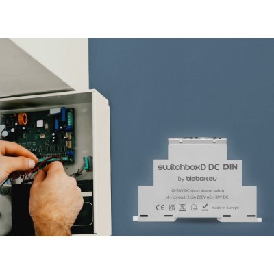 BleBox switchBoxD DC DIN podwójny przekaźnik WiFi na szynę DIN 12-24 V DC