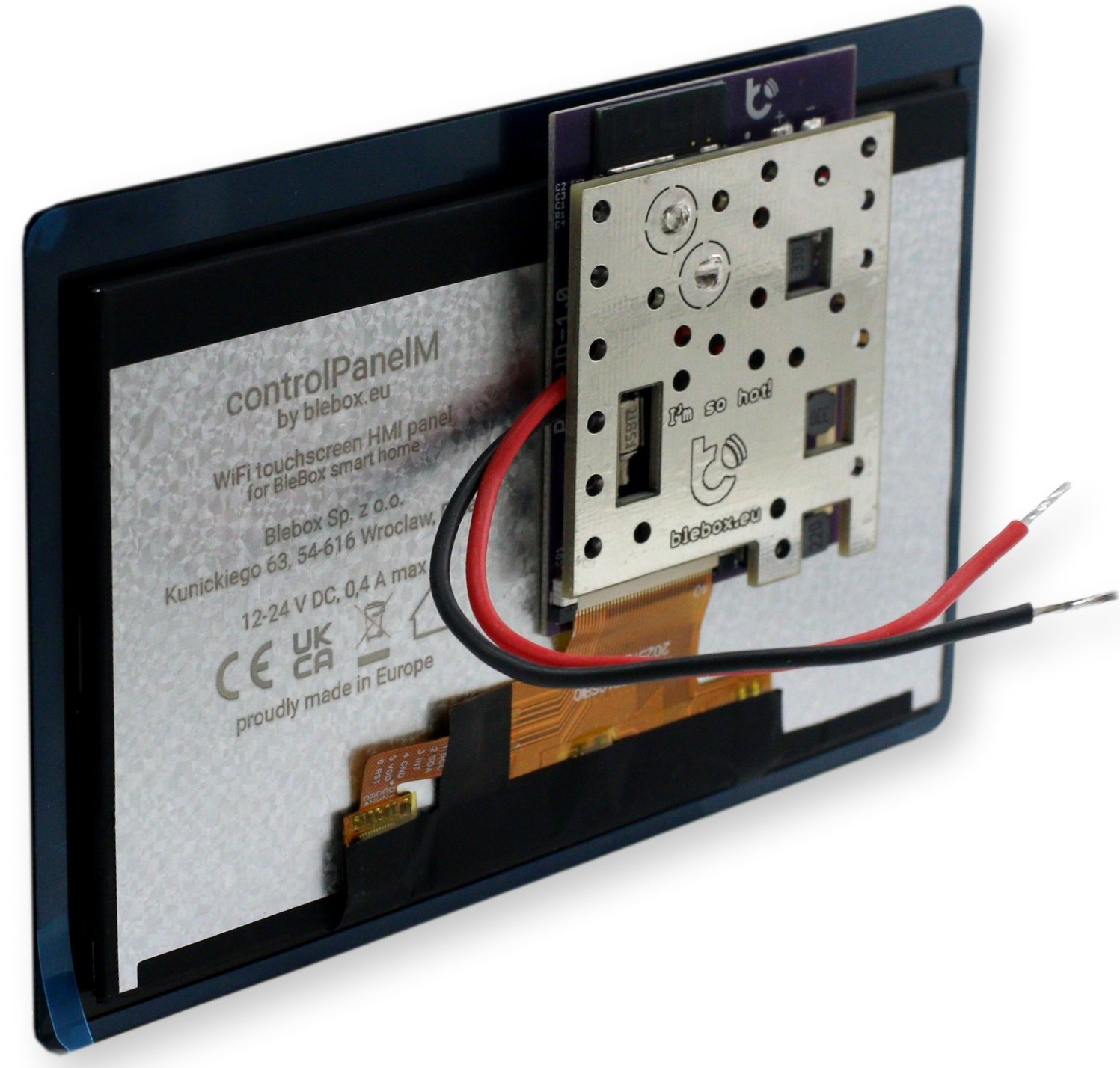 Blebox controlPanelM Blebox controlPanelM - czarny panel sterujący z płytką PCB i logiem blebox.eu
