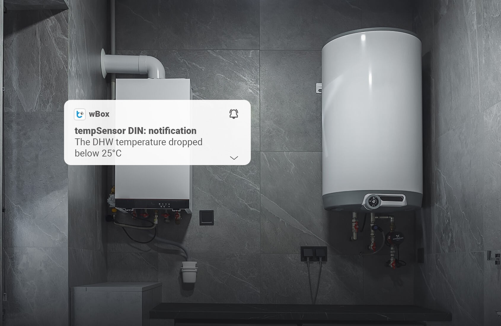 BleBox tempSensor DIN BleBox tempSensor DIN - czujnik temperatury wody użytkowej z powiadomieniami o spadku temperatury