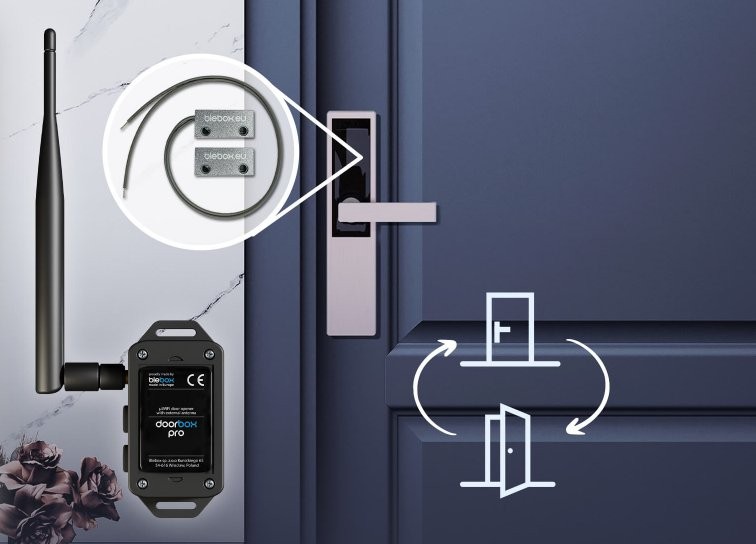 BleBox doorBox PRO BleBox doorBox PRO - inteligentny system monitorujący drzwi z anteną, ekranem i uchwytem do drzwi