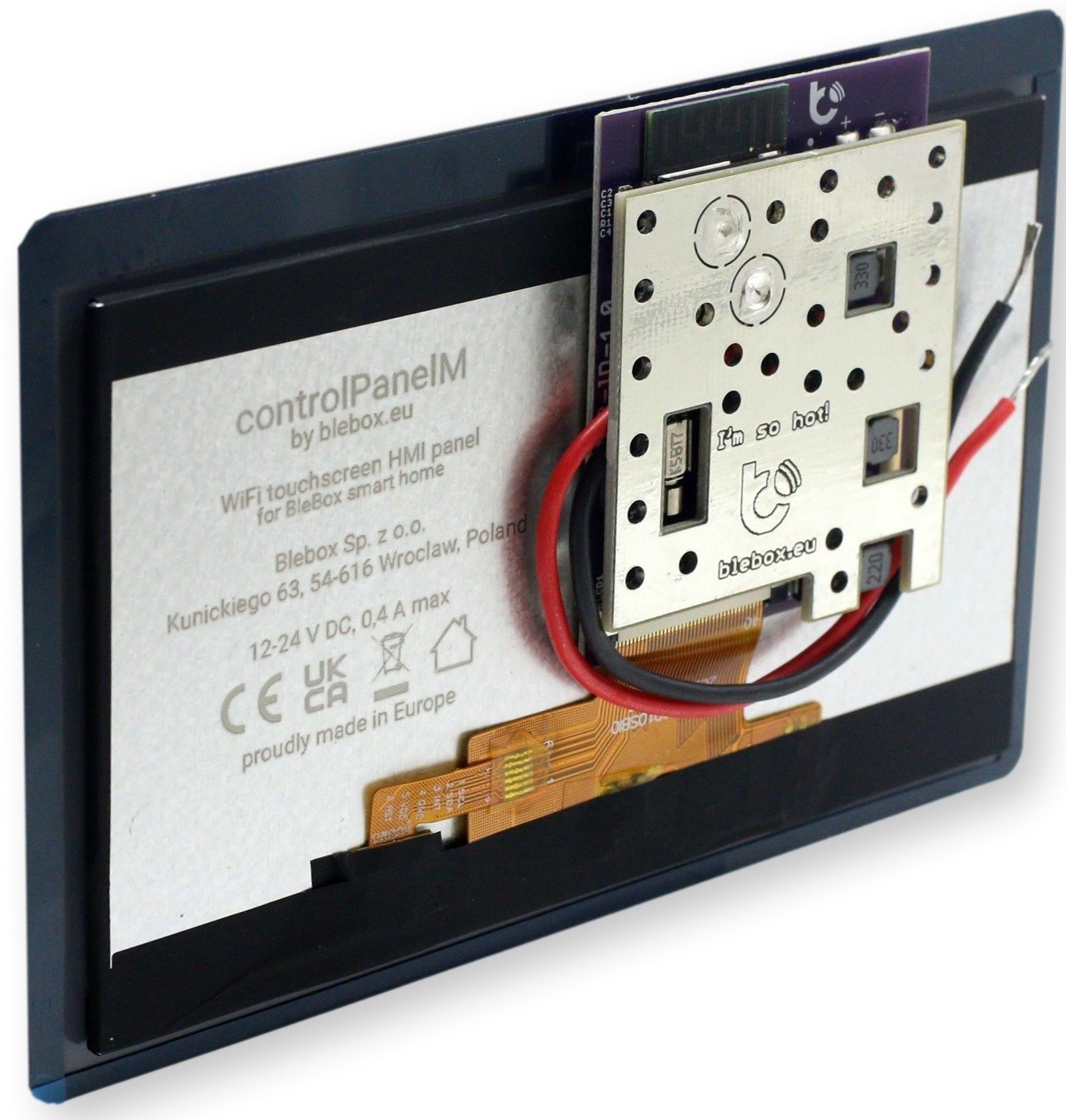 Blebox controlPanelM - panel sterowania do urządzeń Blebox, ekran, płyta PCB i przewody