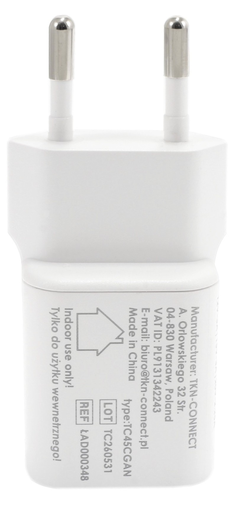 GaN USB-C 45W + Nylo 65W 1m - adapter biały Adapter USB-C GaN 45W, zestaw ładowarki i kabelu USB-C