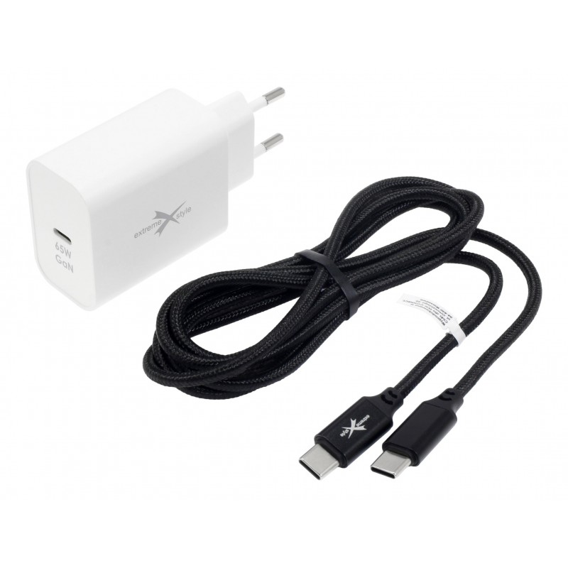 eXtremestyle TC65CGAN - ładowarka sieciowa GaN 65 W kabel USB-C 100 W