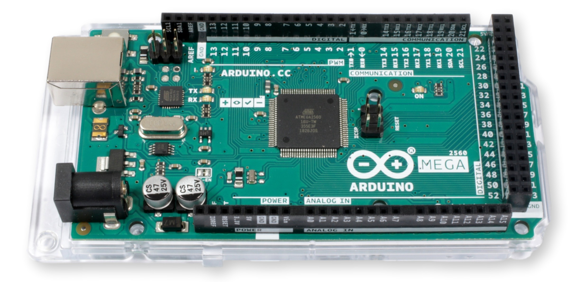 Mikrokontroler Arduino Mega 2560 Rev3 w przezroczystym opakowaniu