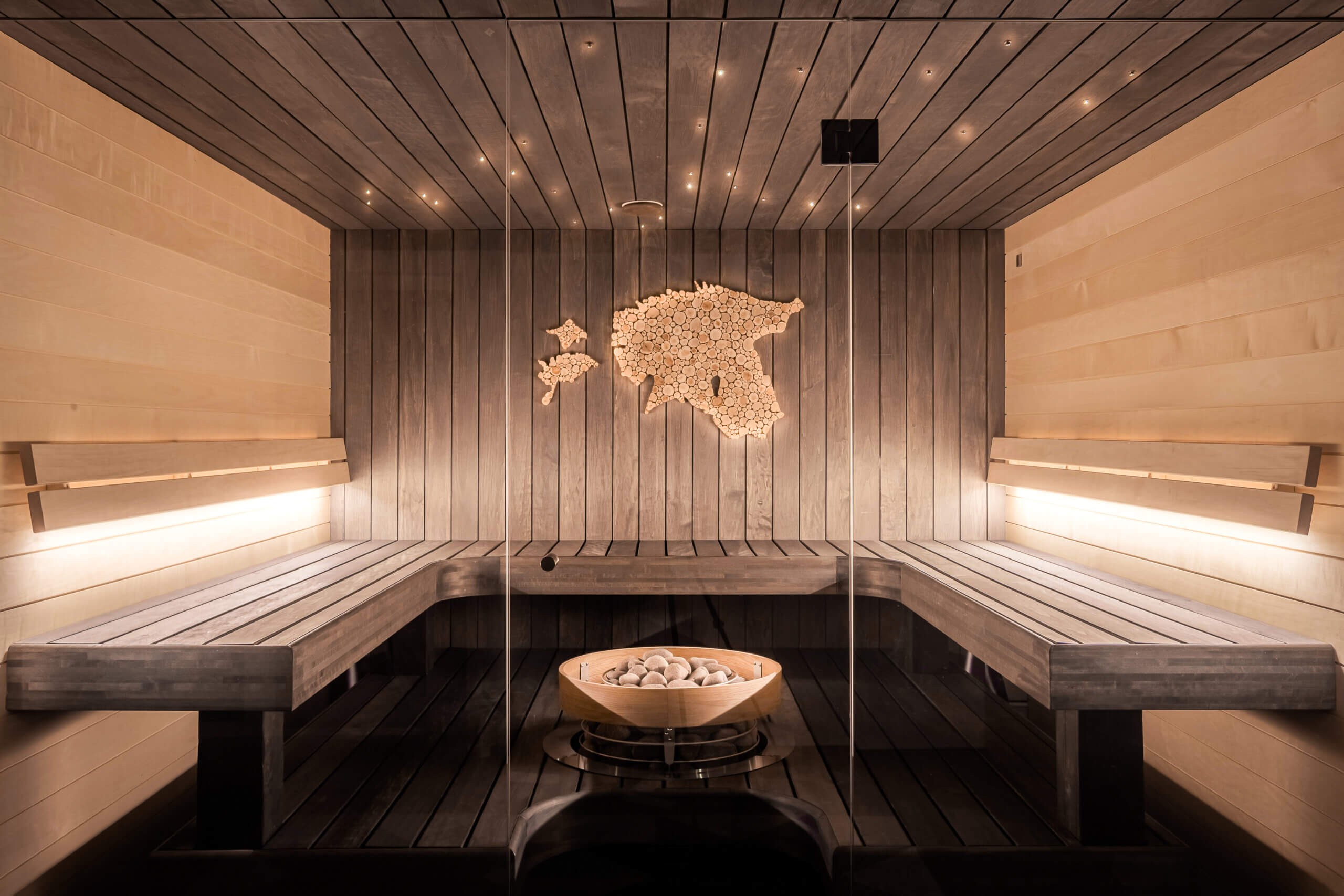 Sauna z wnętrzem i oświetleniem