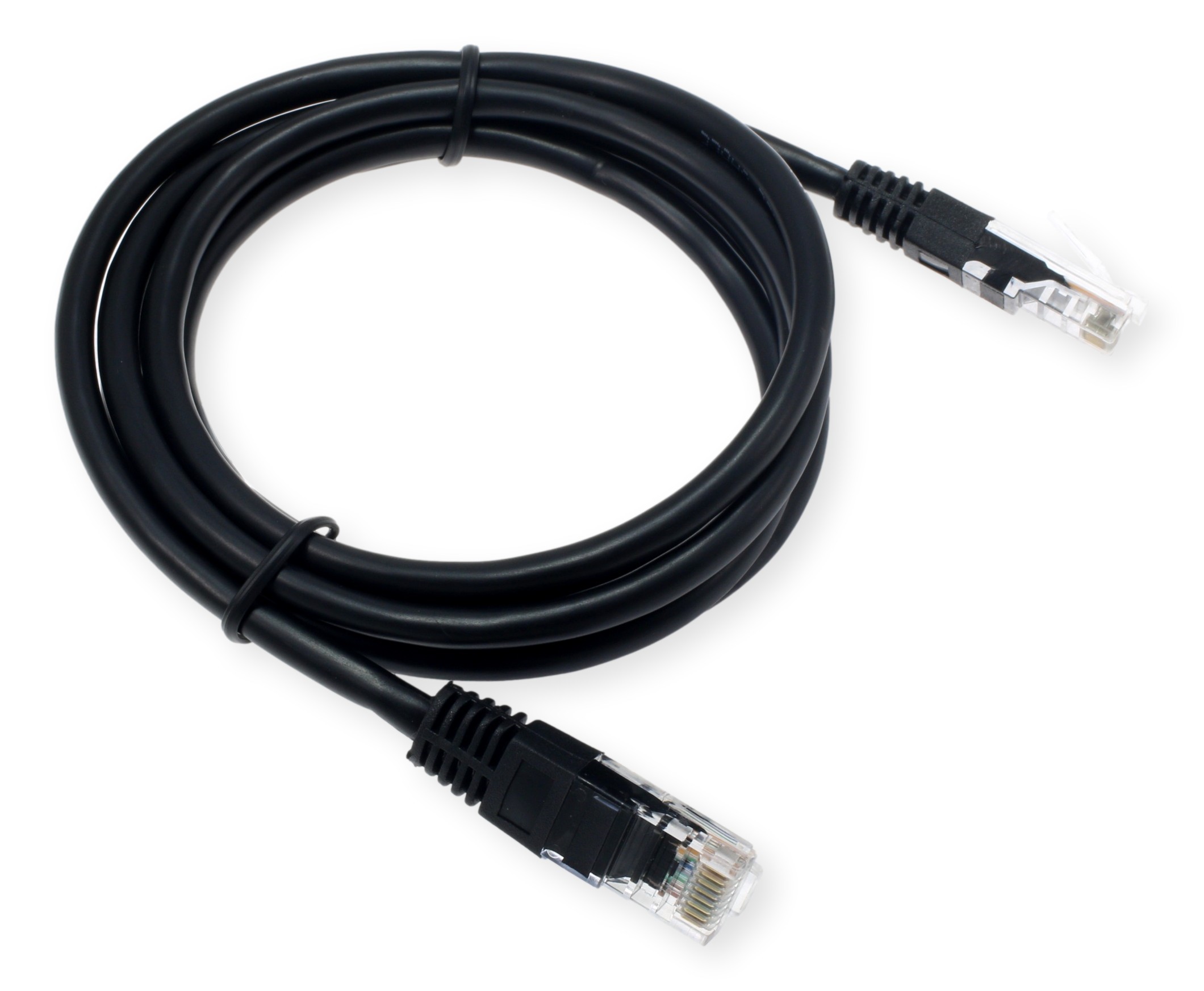 Kabel sieciowy RJ45 Czarny kabel sieciowy RJ45 zwinięty w pętlę
