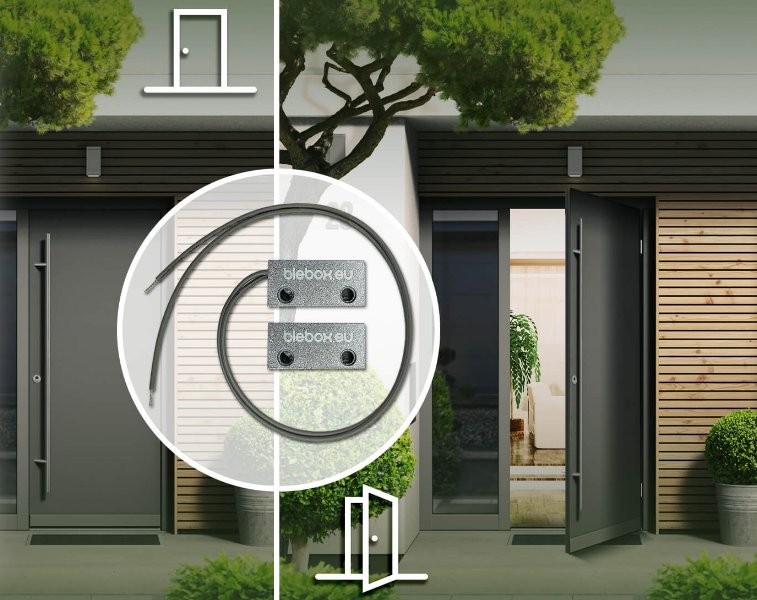 BleBox reedSensor - czarny sensor reedowy z przewodem do monitorowania drzwi
