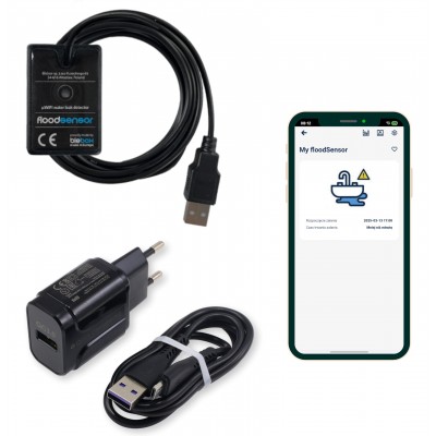 Zestaw BleBox floodSensor czujnik zalania WiFi z zasilaczem Ampere 18 W i kablem USB-C