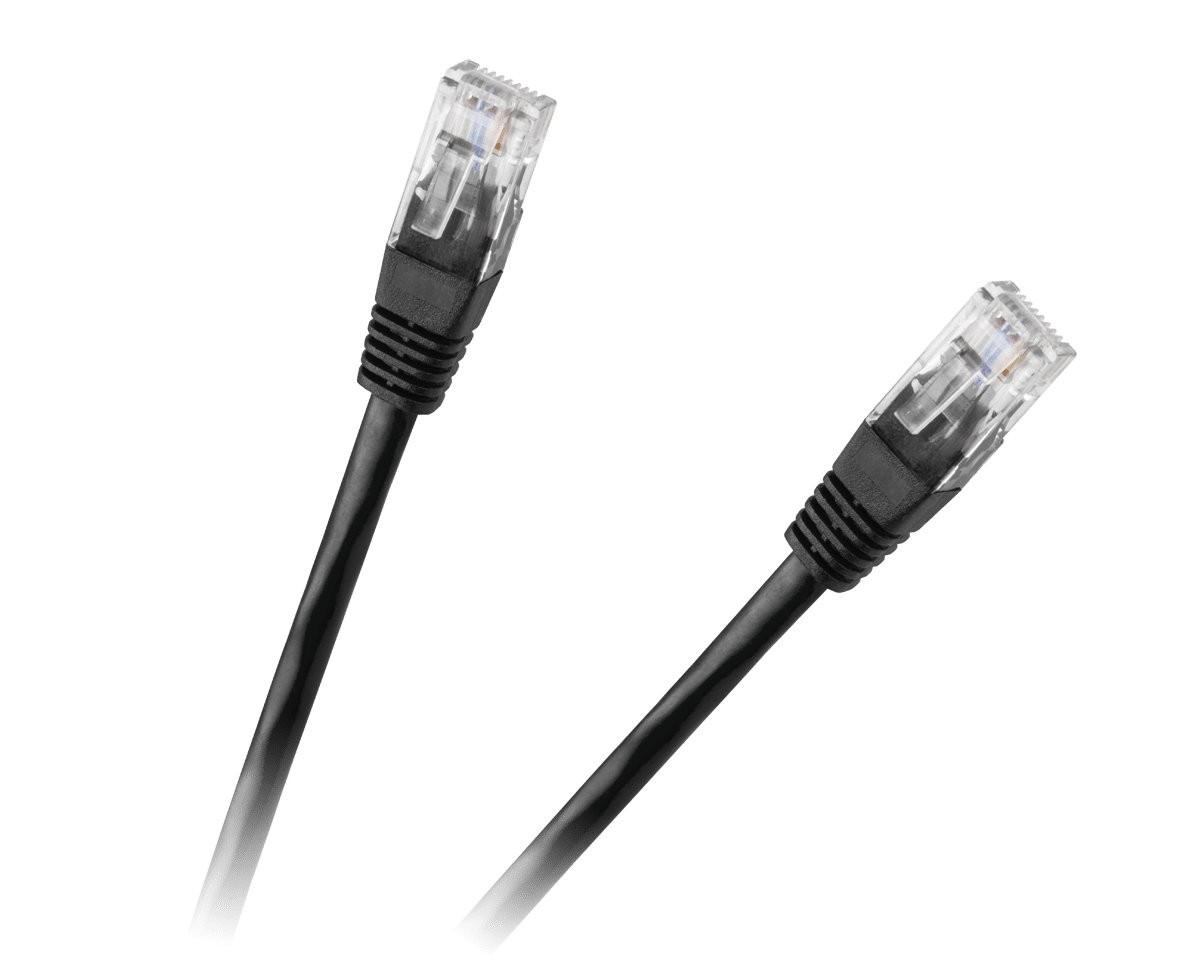 Czarny kabel Ethernet z dwoma gniazdami RJ45
