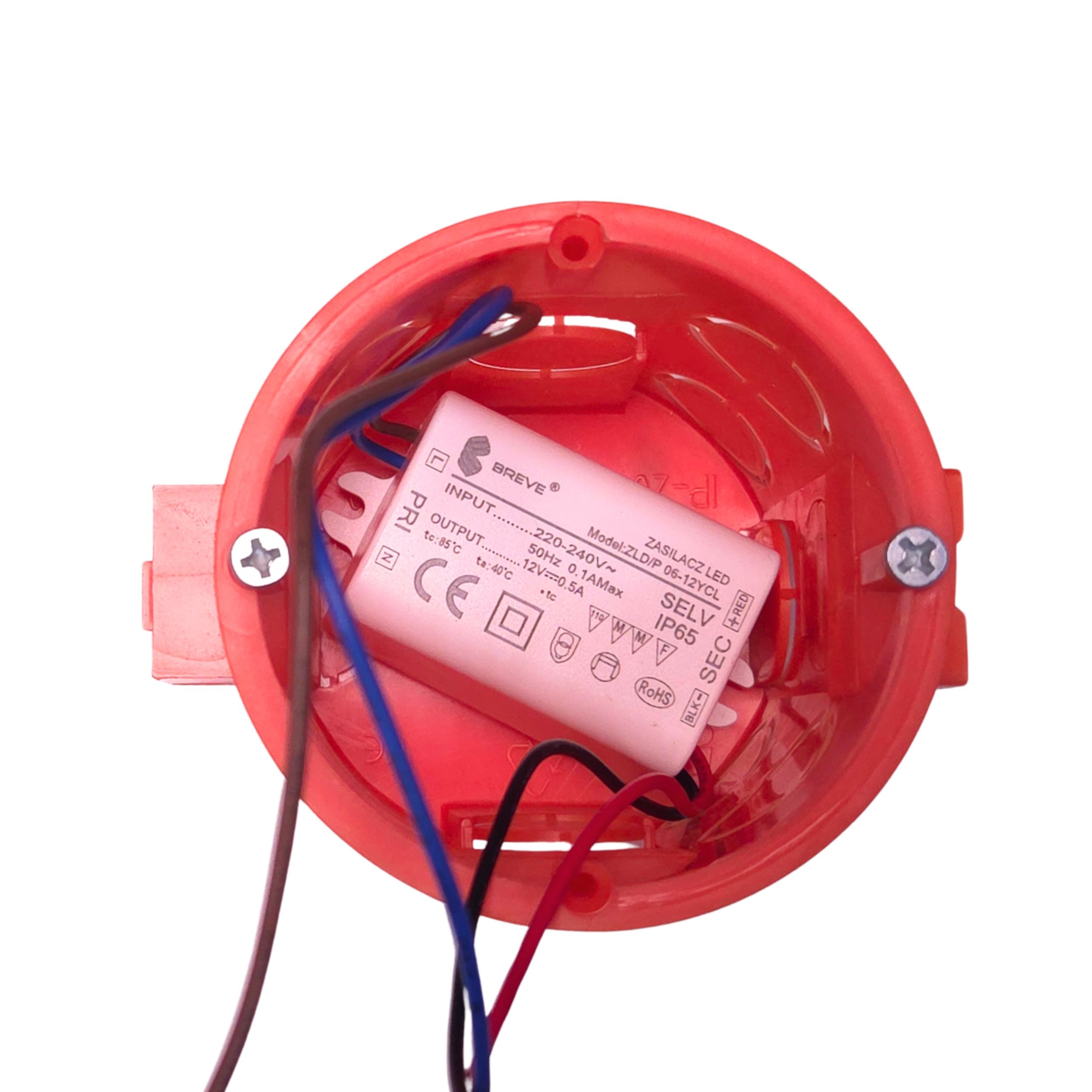 BREVE ZLDP 06-12YCL zasilacz 12V DC 6W Zasilacz LED BREVE ZLDP 06-12YCL w czerwonej obudowie, 0,5A, 12V DC, 6W