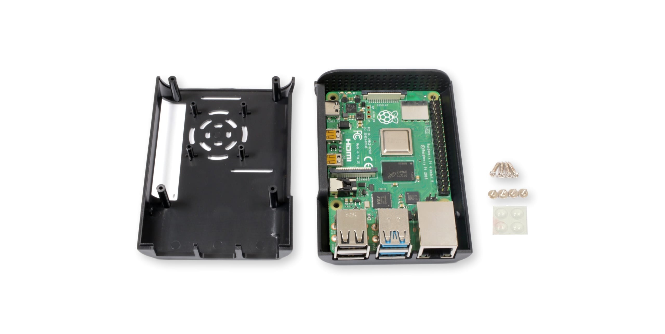Raspberry Pi 4 Model B 2 GB Zestaw w czarnej obudowie Zestaw Raspberry Pi 4 Model B 2 GB w czarnej obudowie oraz akcesoria