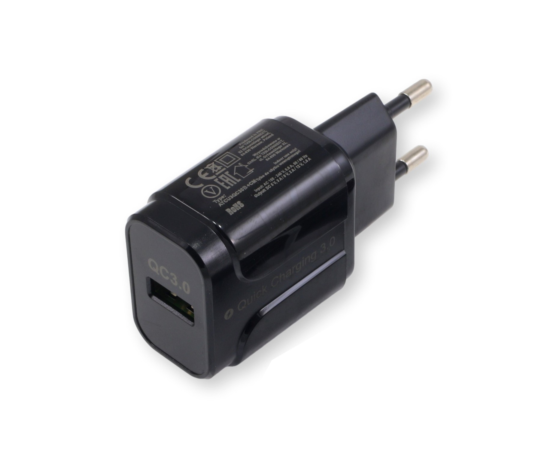 BleBox floodSensor + zasilacz USB Zasilacz USB BleBox floodSensor z gniazdem EU, QC3.0 i certyfikatami CE, RoHS