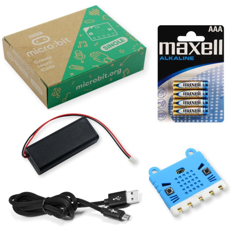 BBC micro:bit V2 - zestaw do programowania z niebieską obudową