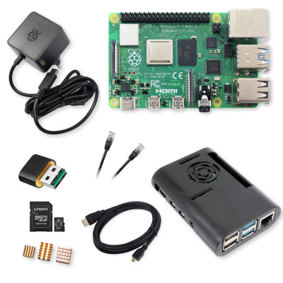 Raspberry Pi 4 Model B 2GB zestaw startowy 64GB z zasilaczem, obudową i micro HDMI