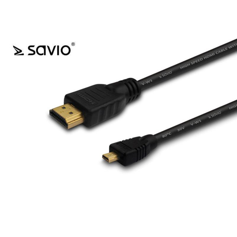 Kabel HDMI-microHDMI V1.4 highspeed 2m pozłacane końcówki, czarny, CL-40 SAVIO